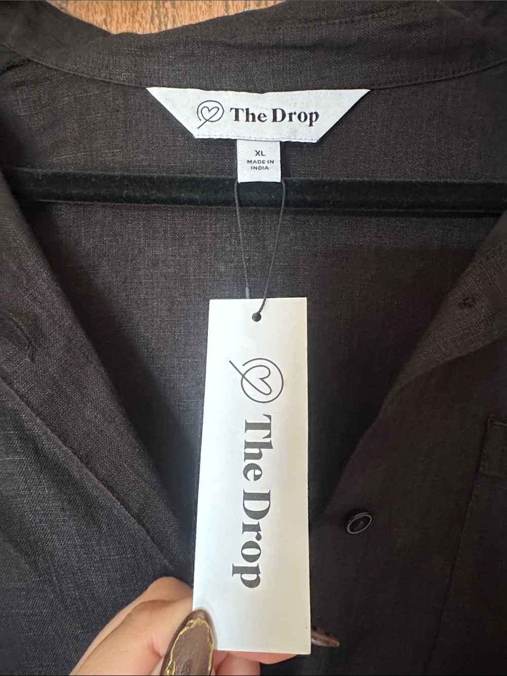 The Drop Black Linen-Blend Midi Shirt Dress - Picture 2 of 3